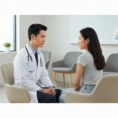 Patient consulting with a doctor about acid reflux symptoms