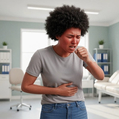 Person experiencing a chronic cough due to extraesophageal reflux