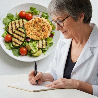 Person writing in a food diary journal