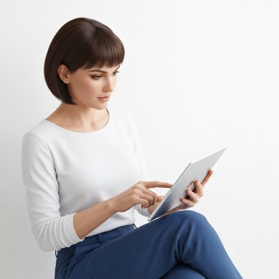 Person using a tablet to research new medical treatments