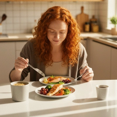 Person eating a healthy, balanced meal to manage acid reflux