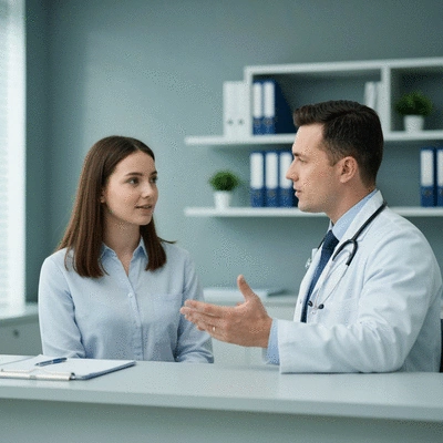 Patient consulting with a doctor about acid reflux symptoms