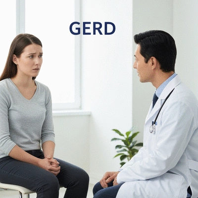 Patient consulting with a doctor about GERD treatment options, with a focus on natural alternatives